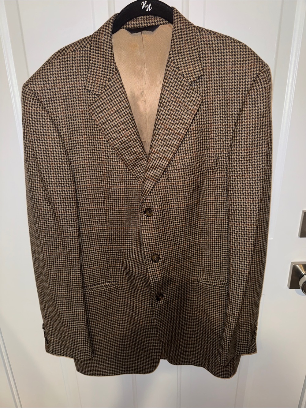 Burberry Tan & Brown Houndstooth Sport Coat Blazer